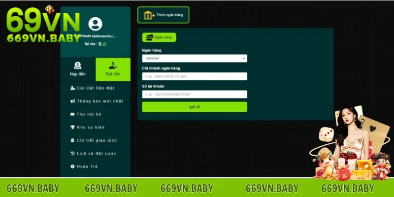 Giao dịch rút tiền 69VN qua ngân hàng cực kỳ hiện đại